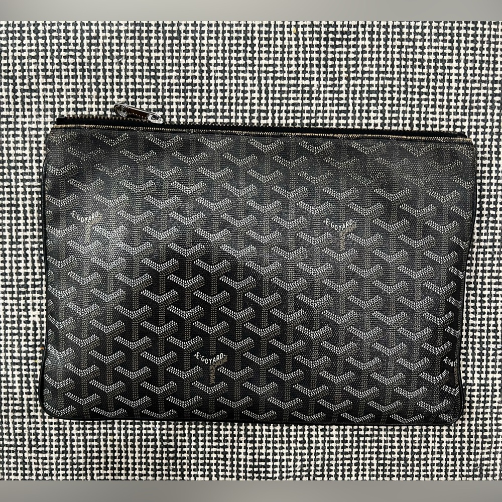 Authentic Goyard Senat MM Clutch – Black & Tan